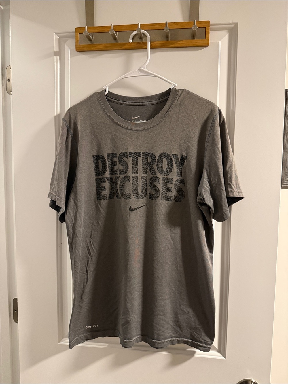 Nike Gray 'Destroy Excuses' Dry-Fit Short-Sleeve Tee